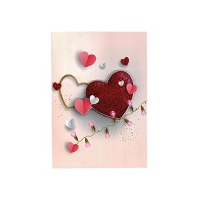 Κάρτα Ροζ  Καρδιά κόκκινη σε λευκό φάκελο  17x12cm Μαλέλης 