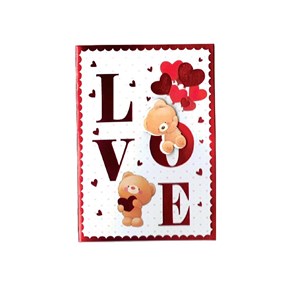 Κάρτα Love Με αρκουδάκια  σε λευκό φάκελο  17x12cm Μαλέλης 