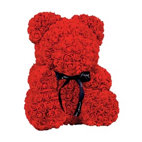 Αρκουδάκι από κόκκινα τριαντάφυλλα  σε συσκευασία δώρου, 40cm Μαλέλης 