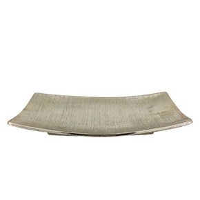 Πιατέλα Διακοσμητική Κεραμική Λευκόχρυσο Γραμμωτό 40x24x5cm Marhome 15-00-22957