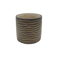 Κεραμικό Κασπώ Στρογγυλό Μαύρο/Χρυσό Κυματιστές Γραμμές Φ11,5x10,5cm 