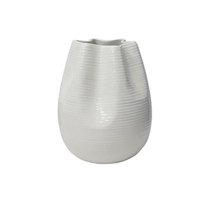 Βάζο Κεραμικό Υαλωμένο Λευκό  Φ17x21cm  Marhome 21305-20