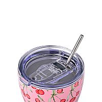 Θερμός με Καλαμάκι Coffee Mug Save The Aegean Cherry Rose 350ml