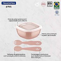 Σετ Φαγητού 3 Τμχ από Πλαστικό για 6+ μηνών Ροζ Tramontina