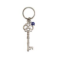 Μπρελόκ Μεταλλικό Αλυσίδα Κλειδί Με ματάκι Μπλε, Ασημί, 1350  9,5cm