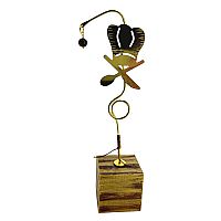 Χειροποίητο Διακοσμητικό Χρυσό Ψαλίδι Με καπέλο από Ορείχαλκο με Ξύλινη  Βάση 20cm