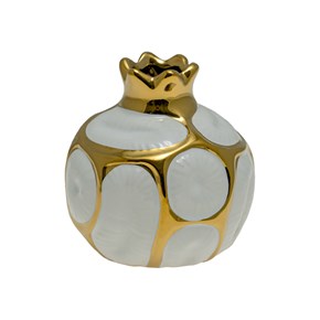 Διακοσμητικό Ρόδι Κεραμικό Πλέγμα Χρυσό με Ασπρο 7,6cm 48328 Zen Collection 