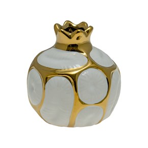 Διακοσμητικό Ρόδι Κεραμικό Πλέγμα Χρυσό με Ασπρο 10cm 48329 Zen Collection 