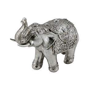 Διακοσμητικός Ελέφαντας Πολυρητίνης Ασημί 22.5x10x19cm Zen Collection 48487