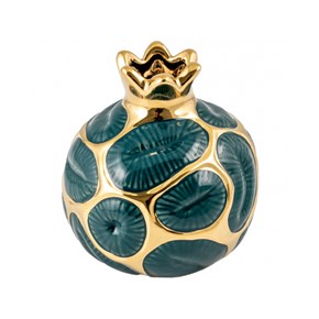 Διακοσμητικό Ρόδι Κεραμικό Πλέγμα Χρυσό με πράσινο 10cm 47601 Zen Collection 