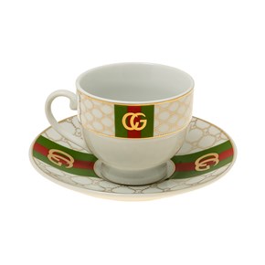 Σετ Φλιτζάνια Καφέ από Πορσελάνη Με Χρυσό Σχέδιο Πράσινο 90ml 6τμχ Zen Collection 48094