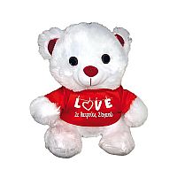 Αρκουδάκι Ασπρο με Κόκκινo Μπλουζάκι Love σε λατρεύω σε αγαπώ  30cm Μαλέλης 