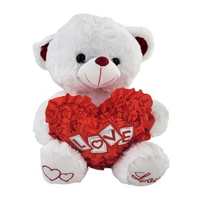 Αρκουδάκι Ασπρο με Κόκκινη  Καρδιά Love 45cm Μαλέλης 