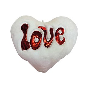 Μαξιλάρι Μαλέλης Καρδιά Love Λευκό Κόκκινο 34x26cm 