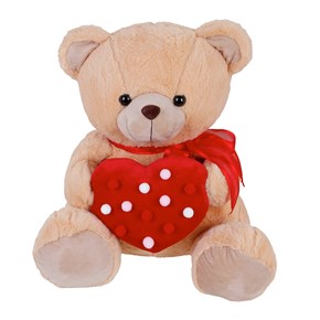 Λούτρινο αρκουδάκι Μελί με κόκκινη καρδιά και πον-πον 60cm Much  