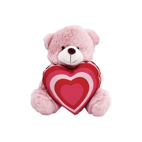 Λούτρινο αρκουδάκι Ροζ με καρδιά ουράνιο τόξο 20cm Much  