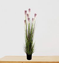 Τεχνητό Φυτό Γρασίδι Με άνθη Καλαμιάς ρόζ σε πλαστική  Γλάστρα 182 cm