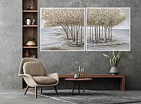 Πίνακας Σε Καμβά Δέντρα Αριστερά Καφέ/Χρυσό 80x80cm Marhome 23519