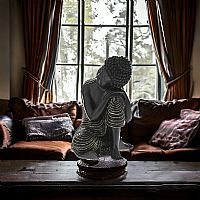 Διακοσμητικός Βούδας Καθιστός σε μαύρο χρώμα Πολυρητίνης 22x21x31cm Iliadis 77742