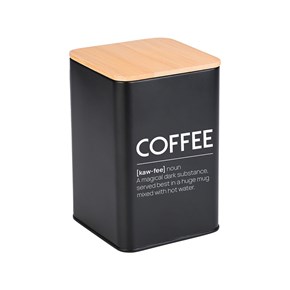 Bamboo Βάζο για Καφέ με Καπάκι Μεταλλικό Μαύρο 10x13cm