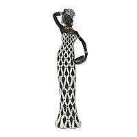 Φιγούρα Πολυρητίνης Αφρικάνας Γυναίκας Σε Ασπρόμαυρο Φόρεμα 9x6x34cm Iliadis 82061