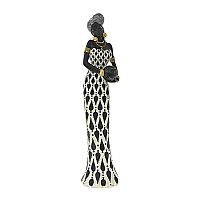 Φιγούρα Πολυρητίνης Αφρικάνας Γυναίκας Σε Ασπρόμαυρο Φόρεμα 8x7x34cm Iliadis 82062