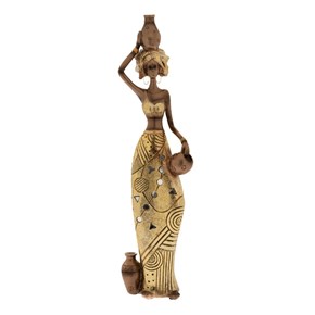 Διακοσμητικό Πολυρητίνης Αφρικάνα Σε Χρυσό Φόρεμα 11x7x42εκ. Iliadis 84758